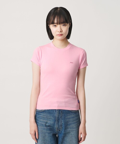 NICE WEATHER(ナイスウェザー)の「<NICE WEATHER>ロゴヘルシー Tシャツ(Tシャツ/カットソー・レディース・ホワイト/ライトピンク/ネイビー・M/S)」の13枚目の写真