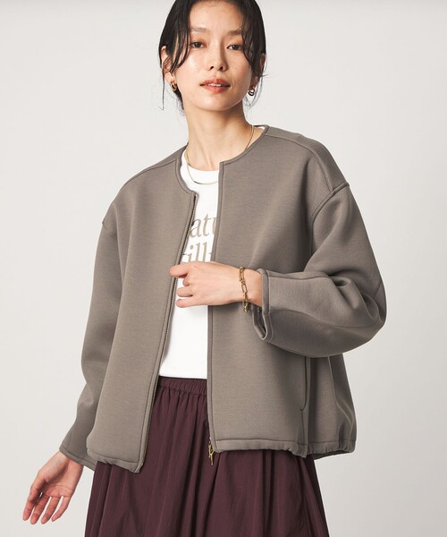 green label relaxing(グリーンレーベルリラクシング)の「ダンボール ノーカラー ブルゾン(ブルゾン・レディース・ブラック/モカ/グレー・FREE)」の4枚目の写真