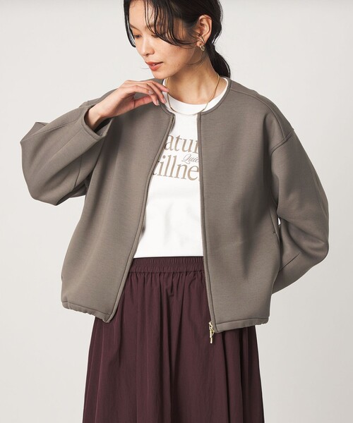 green label relaxing(グリーンレーベルリラクシング)の「ダンボール ノーカラー ブルゾン(ブルゾン・レディース・ブラック/モカ/グレー・FREE)」の5枚目の写真
