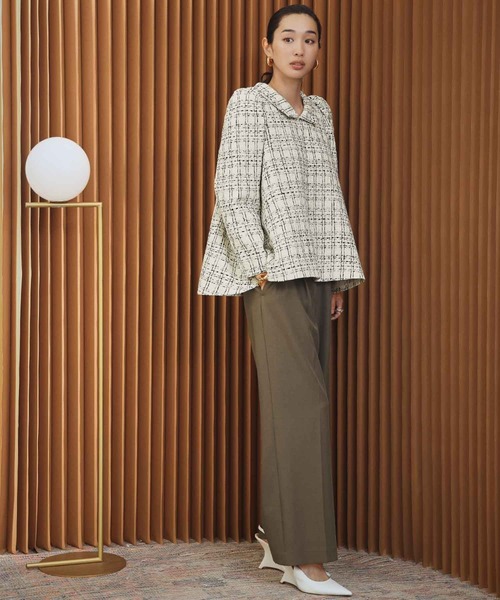 ELFRANK(エルフランク)の「【2026AW】【M~Lサイズ展開】ツイードパフスリーブAラインチュニックブラウス(シャツ/ブラウス・レディース・オフホワイト/ブラック・M/L)」の7枚目の写真