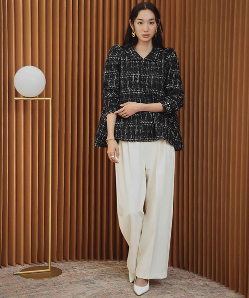 ELFRANK(エルフランク)の「【2026AW】【M~Lサイズ展開】ツイードパフスリーブAラインチュニックブラウス(シャツ/ブラウス・レディース・オフホワイト/ブラック・M/L)」の19枚目の写真