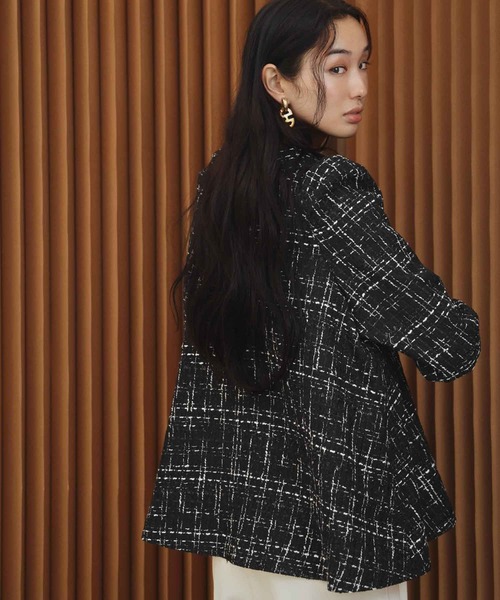 ELFRANK(エルフランク)の「【2026AW】【M~Lサイズ展開】ツイードパフスリーブAラインチュニックブラウス(シャツ/ブラウス・レディース・オフホワイト/ブラック・M/L)」の21枚目の写真