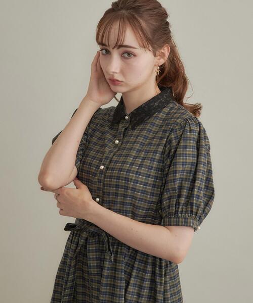 couture brooch（クチュールブローチ）の「【大人の甘辛バランス】チェック柄ワンピース（ワンピース・レディース・ダークブラウン系1/カーキ系1・40/38/42/36）」の19枚目の写真