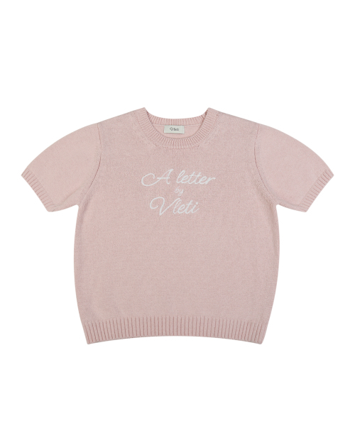 VLETI（ブレッティ）の「Lettering Cotton Round Half Knit (pink)（ニット/セーター・レディース・ピンク・FREE）」の2枚目の写真