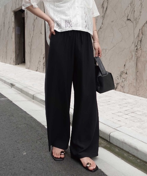 CORNERS(コーナーズ)の「アートストライプ柄ワイドパンツ(その他パンツ・レディース・ブラック/ブラック×グレー/ブラック系その他・M)」の2枚目の写真