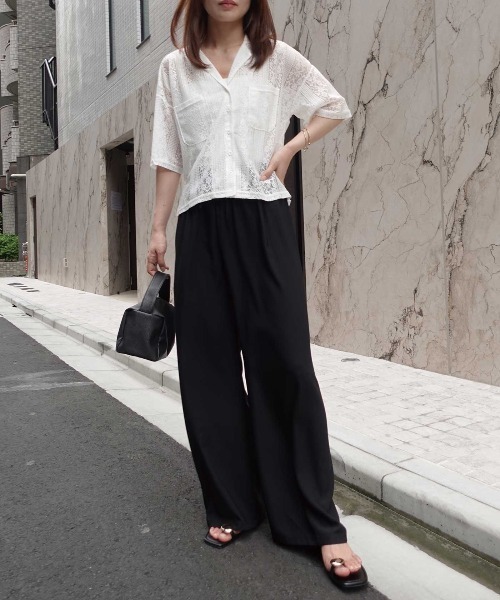 CORNERS(コーナーズ)の「アートストライプ柄ワイドパンツ(その他パンツ・レディース・ブラック/ブラック×グレー/ブラック系その他・M)」の14枚目の写真