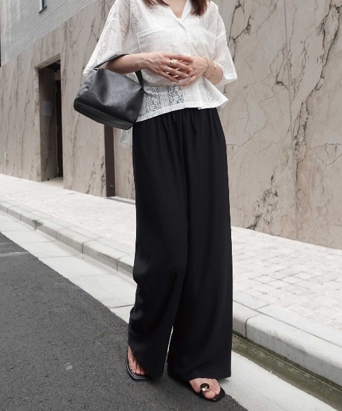 CORNERS(コーナーズ)の「アートストライプ柄ワイドパンツ(その他パンツ・レディース・ブラック/ブラック×グレー/ブラック系その他・M)」の5枚目の写真