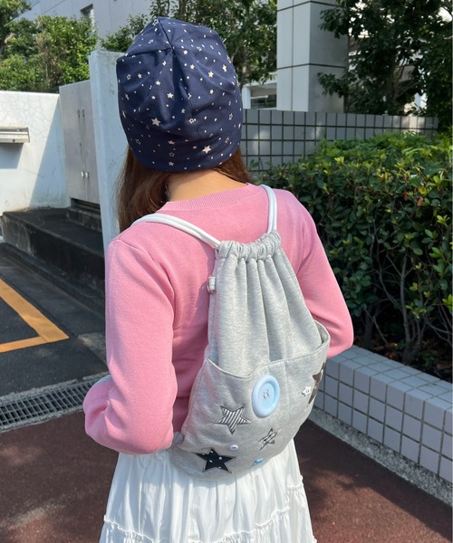 WC(ダブル シー)の「アソートボタンパッチワークナップサック(バックパック/リュック・レディース・グレー/ピンク・FREE)」の6枚目の写真