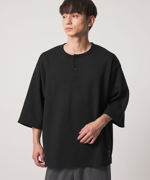 CITEN（シテン）の「＜CITEN＞ヘンリーネックワッフルヒュージT（Tシャツ/カットソー・メンズ・ホワイト/ブラック・L/M）」の3枚目の写真