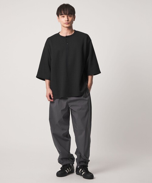 CITEN（シテン）の「＜CITEN＞ヘンリーネックワッフルヒュージT（Tシャツ/カットソー・メンズ・ホワイト/ブラック・L/M）」の4枚目の写真