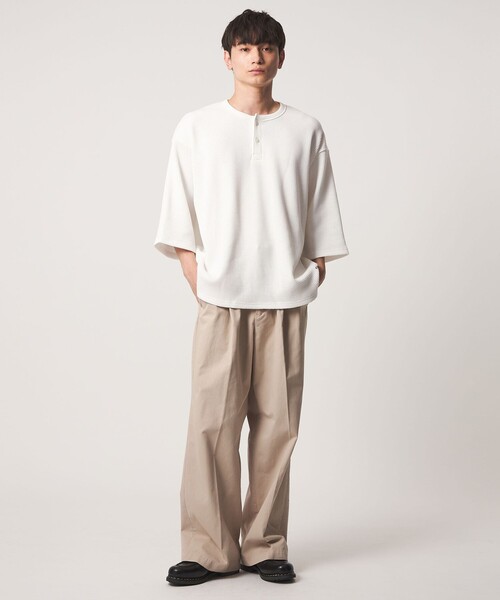 CITEN（シテン）の「＜CITEN＞ヘンリーネックワッフルヒュージT（Tシャツ/カットソー・メンズ・ホワイト/ブラック・L/M）」の6枚目の写真