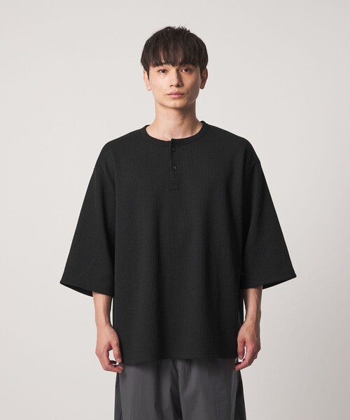 CITEN（シテン）の「＜CITEN＞ヘンリーネックワッフルヒュージT（Tシャツ/カットソー・メンズ・ホワイト/ブラック・L/M）」の7枚目の写真