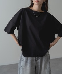 【ANNA LUNA】 大人の 体型カバー ＆ 華奢 見え！ ボートネック ワイド T ブラウス