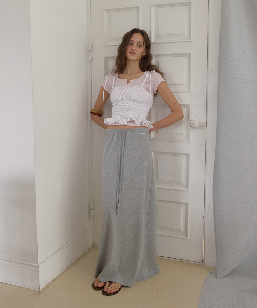 APPAREL ARCHIVE（アパレルアーカイブ）の「Softie maxi banding skirt - Gray（スカート・レディース・ライトグレー・FREE）」の6枚目の写真