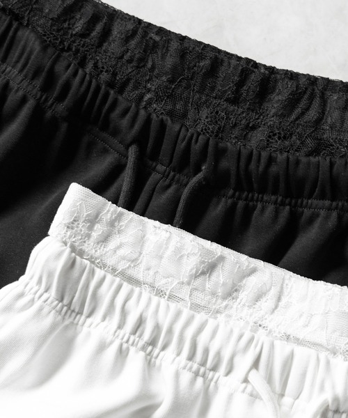 me+em select(ミームセレクト)の「【 2color 】ウエストレースレイヤードスウェットパンツ / waist lace layered sweat pants(スウェットパンツ・レディース・ホワイト/ブラック・FREE)」の5枚目の写真
