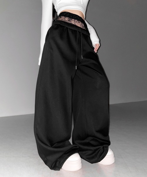 me+em select(ミームセレクト)の「【 2color 】ウエストレースレイヤードスウェットパンツ / waist lace layered sweat pants(スウェットパンツ・レディース・ホワイト/ブラック・FREE)」の20枚目の写真