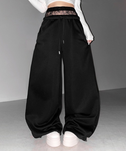 me+em select(ミームセレクト)の「【 2color 】ウエストレースレイヤードスウェットパンツ / waist lace layered sweat pants(スウェットパンツ・レディース・ホワイト/ブラック・FREE)」の19枚目の写真