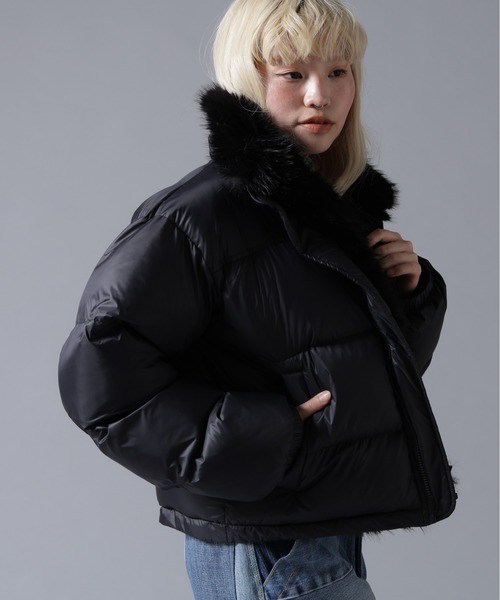 BEAVER(ビーバー)の「B omnivore/ビーオムニボー NYLON FUR STAND BLOUSON(ブルゾン・レディース・ブラック/ブラウン/オフホワイト・FREE)」の8枚目の写真