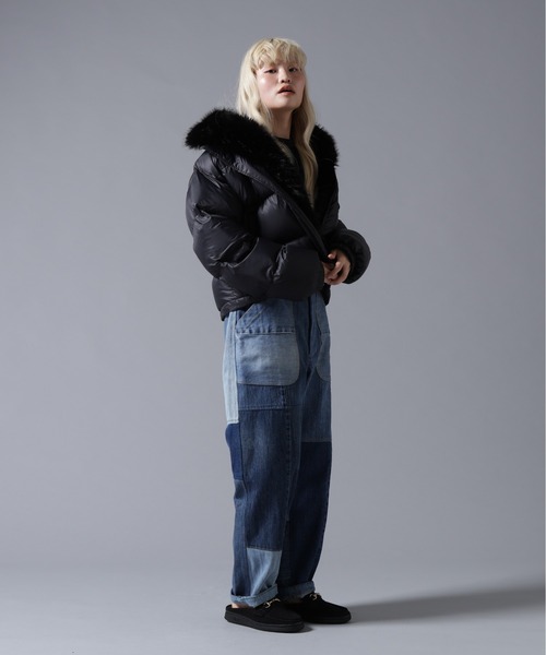 BEAVER(ビーバー)の「B omnivore/ビーオムニボー NYLON FUR STAND BLOUSON(ブルゾン・レディース・ブラック/ブラウン/オフホワイト・FREE)」の12枚目の写真