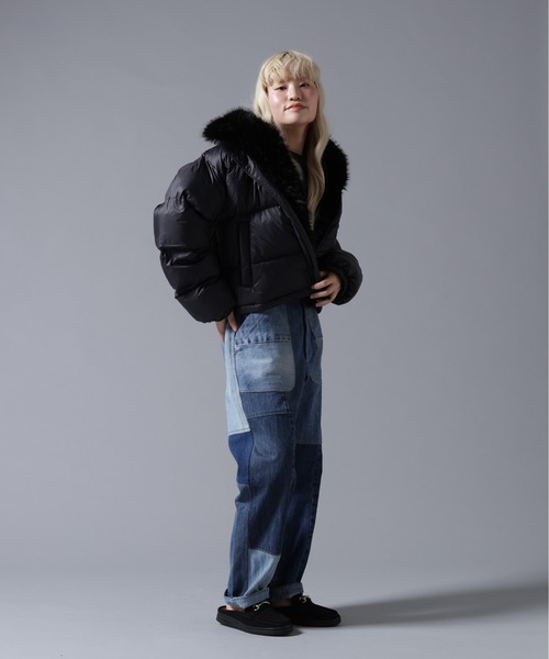 BEAVER(ビーバー)の「B omnivore/ビーオムニボー NYLON FUR STAND BLOUSON(ブルゾン・レディース・ブラック/ブラウン/オフホワイト・FREE)」の13枚目の写真