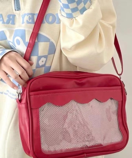 VIBGYOR（ヴィブジョー）の「oshipic/推し活 クリアショルダーバッグ 痛バッグ 痛バ ディスプレイバッグ 缶バッジバッグ トレカバッグ S0068（ショルダーバッグ・レディース・ホワイト/ブラック/レッド/ピンク・FREE）」の4枚目の写真