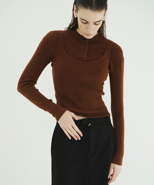 CLANE(クラネ)の「BUTTON CARDIGAN TANK SET(カーディガン/ボレロ・レディース・レッド/アイボリー/ブラウン/グレー・1/2)」の19枚目の写真