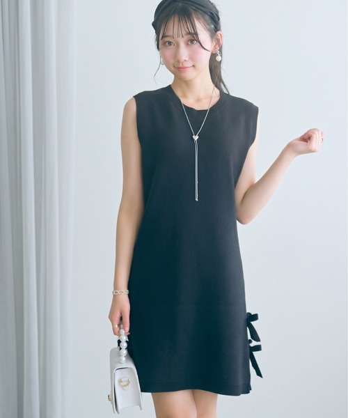 marun(マルン)の「<大きいサイズ>ジャガードニットショート丈ワンピース marun(ワンピース・レディース・ブラック/ピンク系・L/LL/5L/4L/3L)」の2枚目の写真