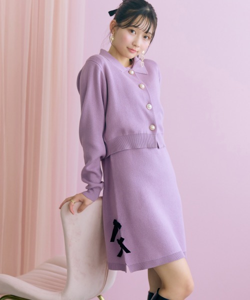 marun(マルン)の「<大きいサイズ>ジャガードニットショート丈ワンピース marun(ワンピース・レディース・ブラック/ピンク系・L/LL/5L/4L/3L)」の4枚目の写真
