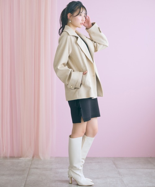 marun(マルン)の「<大きいサイズ>ジャガードニットショート丈ワンピース marun(ワンピース・レディース・ブラック/ピンク系・L/LL/5L/4L/3L)」の7枚目の写真
