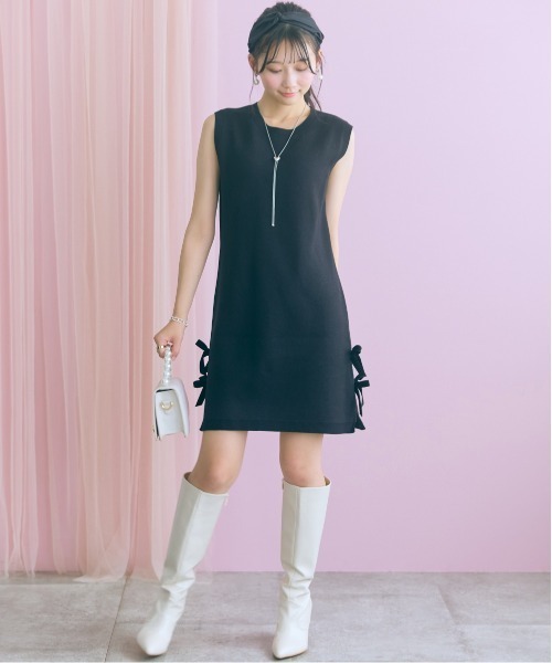 marun(マルン)の「<大きいサイズ>ジャガードニットショート丈ワンピース marun(ワンピース・レディース・ブラック/ピンク系・L/LL/5L/4L/3L)」の8枚目の写真