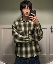 WORN SIGNAL CHECK SHIRT_GREEN