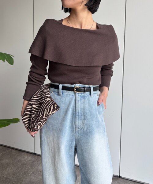 Jena espace merveilleux(ジェナ エスパスメルヴェイユ)の「オフショル風ニット(ニット/セーター・レディース・チャコールグレー/ベージュ・FREE)」の6枚目の写真