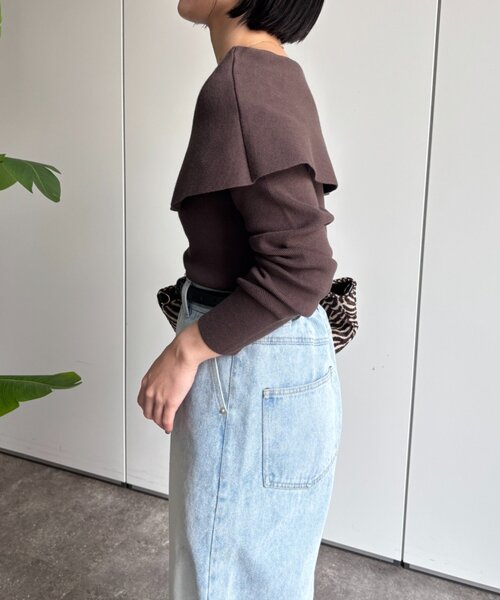 Jena espace merveilleux(ジェナ エスパスメルヴェイユ)の「オフショル風ニット(ニット/セーター・レディース・チャコールグレー/ベージュ・FREE)」の7枚目の写真