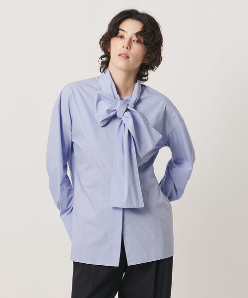 MARW UNITED ARROWS(マルゥ ユナイテッドアローズ)の「<MARW UNITED ARROWS>リボン ブラウス(シャツ/ブラウス・レディース・ホワイト/ライトブルー・FREE)」の1枚目の写真