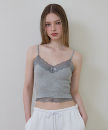 Lace Trim Sleeveless [Gray]