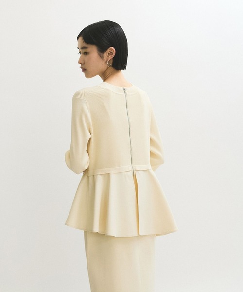 ADAM ET ROPE'(アダムエロペ)の「【定番】・【サステナブル】ペプラムコンビニットワンピース / オケージョン対応(ワンピース・レディース・ブラック/オフホワイト・FREE)」の15枚目の写真