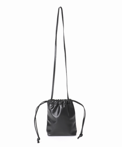 journal standard L'essage(ジャーナルスタンダードレサージュ)の「V'ESSENCE/ヴェッセンス 巾着ポシェット(ショルダーバッグ・レディース・ブラック/キャメル・FREE)」の12枚目の写真