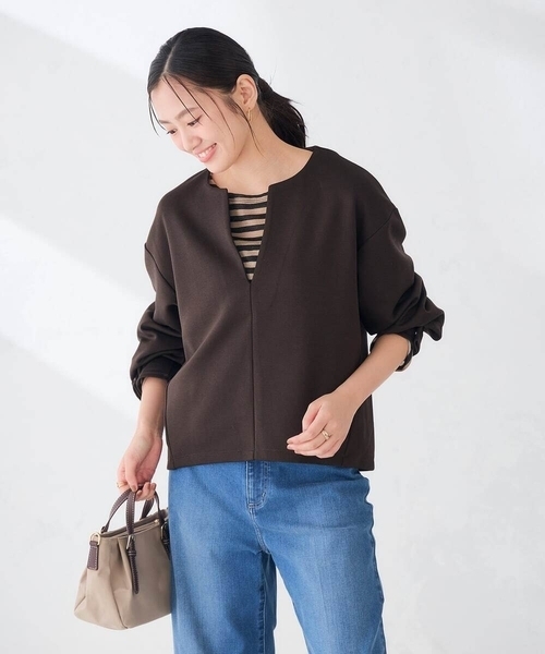 a.v.v(アーヴェヴェ)の「ダンボール スキッパー プルオーバー(スウェット・レディース・チャコールグレー/ネイビー/グレー系その他/ブラウン・36/38/40)」の4枚目の写真
