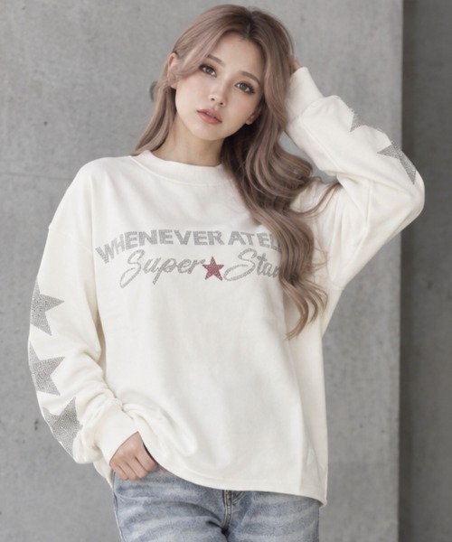 center i(センターアイ)の「ラインストーンスター ロゴプリントロンT(Tシャツ/カットソー・レディース・ネイビー/ホワイト・FREE)」の3枚目の写真