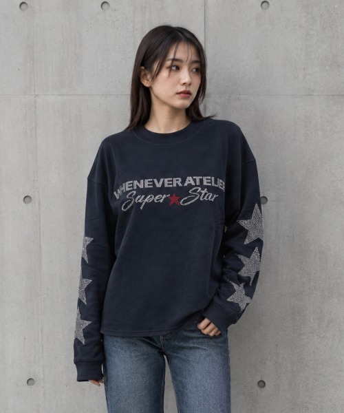 center i(センターアイ)の「ラインストーンスター ロゴプリントロンT(Tシャツ/カットソー・レディース・ネイビー/ホワイト・FREE)」の11枚目の写真