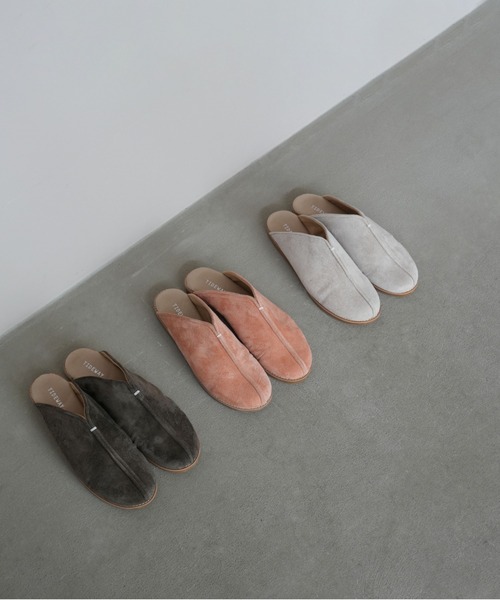 TIDEWAY（タイドウェイ）の「PIGSUEDE FLAT SANDAL（サンダル・レディース・ブラック/チャコールグレー/ブラウン/サーモンピンク/ベージュ・SMALL/MEDIUM/LARGE）」の10枚目の写真