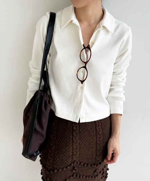 EDIT. FOR LULU(エディットフォールル)の「【NOHRA /ノーラ】Cotton silk shrts cardigan(カーディガン/ボレロ・レディース・ホワイト・FREE)」の2枚目の写真
