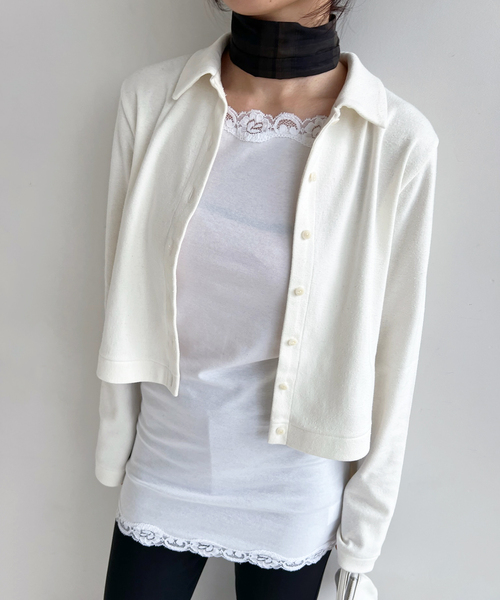 EDIT. FOR LULU(エディットフォールル)の「【NOHRA /ノーラ】Cotton silk shrts cardigan(カーディガン/ボレロ・レディース・ホワイト・FREE)」の5枚目の写真