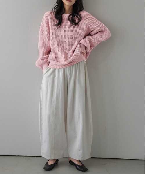 La-gemme(ラジェム)の「ワッフルニットプルオーバー/ゆったりシルエット/リラクシー(ニット/セーター・レディース・グレー/ピンク/ブラック/ベージュ・フリー)」の18枚目の写真