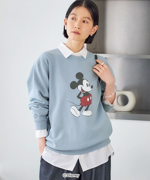 GOOD ROCK SPEED（グッドロックスピード）の「【SHIPS別注】GOOD ROCK SPEED:〈洗濯機可能〉MICKEY / SWEAT（スウェット・レディース・ライトブルー/ブラウン・ONE SIZE）」の9枚目の写真