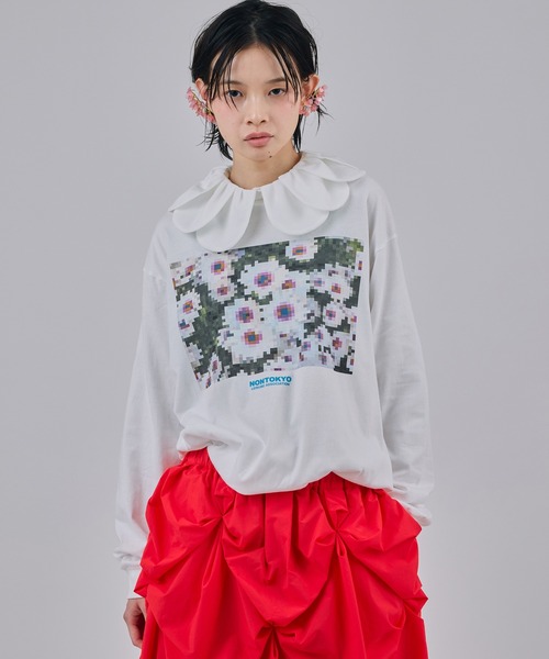 NON TOKYO(ノントーキョー)の「PRINT L/S T-SHIRT(MOSAIC FLOWER)(Tシャツ/カットソー・レディース・ネイビー/ホワイト/ブラック・2/1)」の1枚目の写真