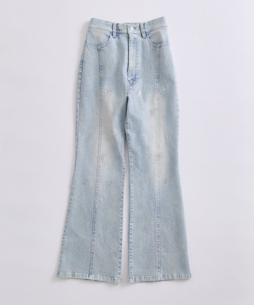 OLIVE des OLIVE(オリーブデオリーブ)の「キラキラモノグラムストレッチデニムパンツ(デニムパンツ・レディース・サックスブルー/ネイビー・MEDIUM/SMALL)」の2枚目の写真