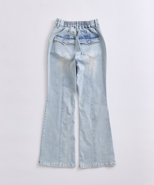 OLIVE des OLIVE(オリーブデオリーブ)の「キラキラモノグラムストレッチデニムパンツ(デニムパンツ・レディース・サックスブルー/ネイビー・MEDIUM/SMALL)」の5枚目の写真