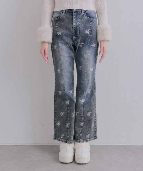 OLIVE des OLIVE(オリーブデオリーブ)の「キラキラモノグラムストレッチデニムパンツ(デニムパンツ・レディース・サックスブルー/ネイビー・MEDIUM/SMALL)」の21枚目の写真