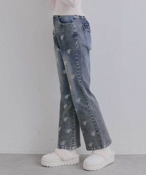 OLIVE des OLIVE(オリーブデオリーブ)の「キラキラモノグラムストレッチデニムパンツ(デニムパンツ・レディース・サックスブルー/ネイビー・MEDIUM/SMALL)」の15枚目の写真